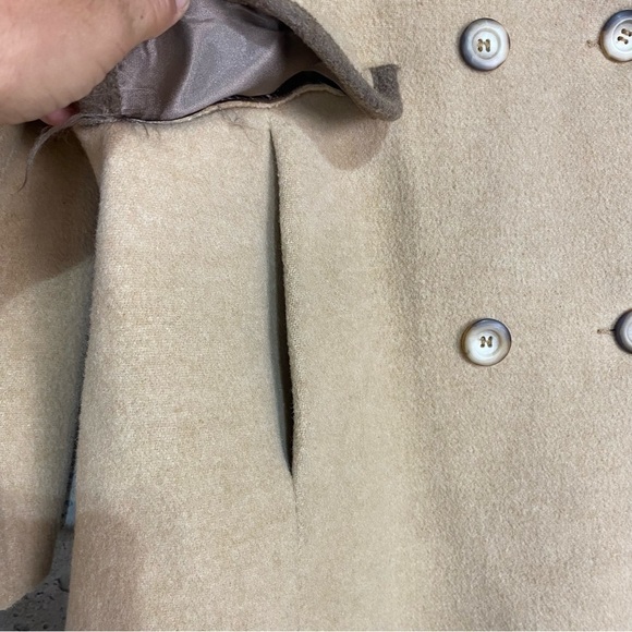 Vintage New England mackintosh beige brown wool blend neutral pea coat 10 medium - Picture 5 of 12